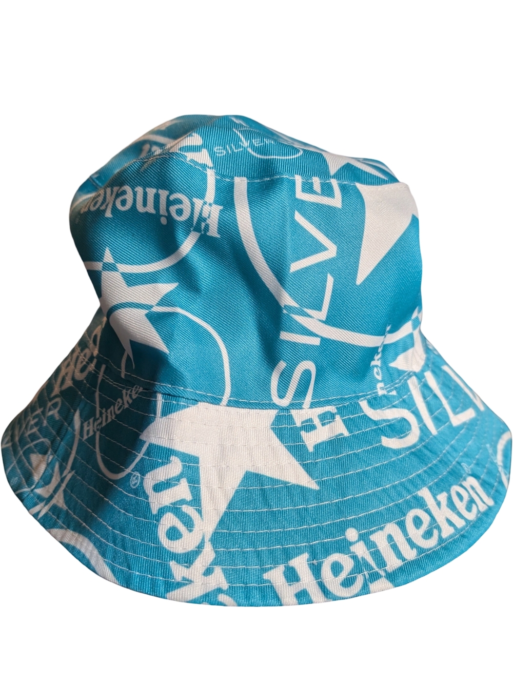 Heineken Silver Reversible Bucket Hat – Blue Logo Print